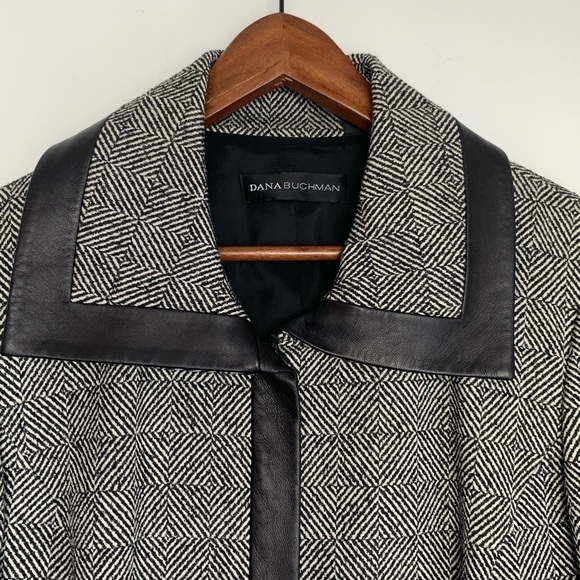 Wool blazer Jacke, Leather trim & Faux Pockets 12 - Picture 2 of 8